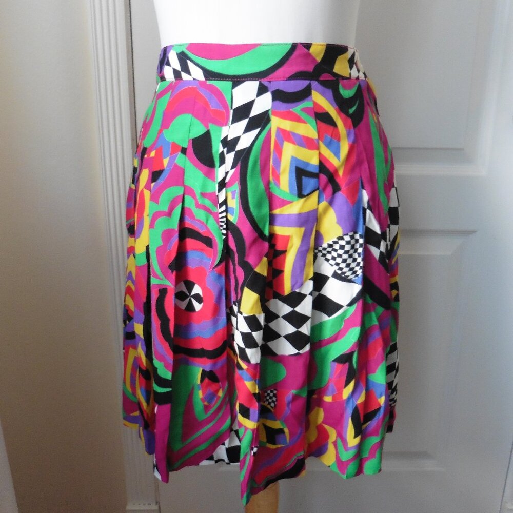 Georges Marciano Guess Vintage 90's Y2K Colorful Geometric Print Pleated Skirt 8